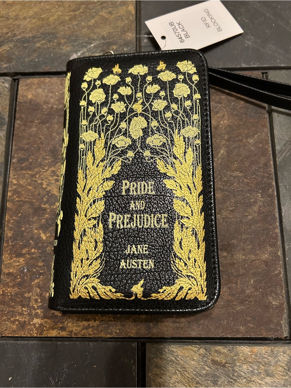 Pride and Prejudice Jane Austen Black & Gold Wallet